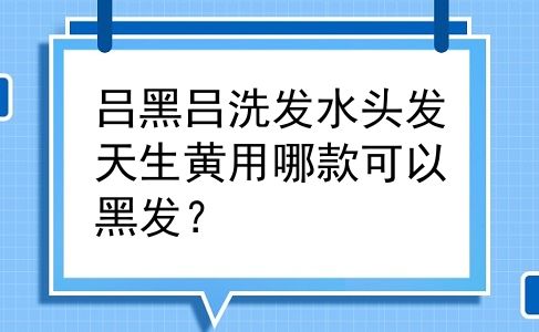 吕黑吕洗发水头发天生黄用哪款可以黑发？