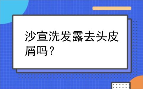 沙宣洗发露去头皮屑吗？