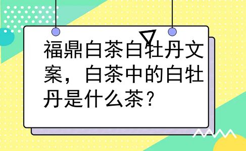 福鼎白茶白牡丹文案，白茶中的白牡丹是什么茶？