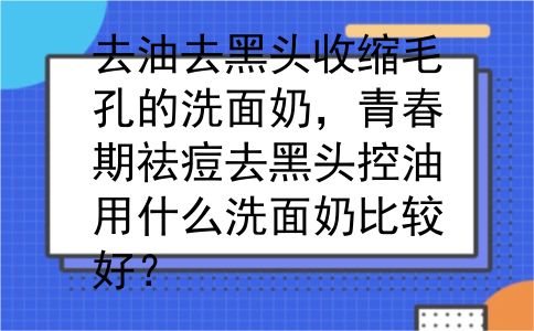 去油去黑头收缩毛孔的洗面奶，青春期祛痘去黑头控油用什么洗面奶比较好？