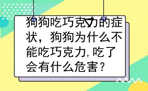 狗狗吃巧克力的症状，狗狗为什么不能吃巧克力,吃了会有什么危害？