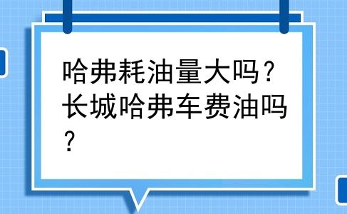 哈弗耗油量大吗？长城哈弗车费油吗？