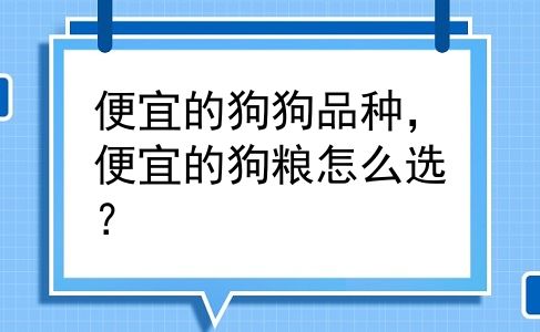 便宜的狗狗品种，便宜的狗粮怎么选？