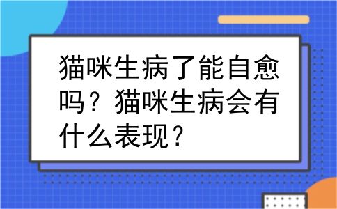 猫咪生病了能自愈吗？猫咪生病会有什么表现？