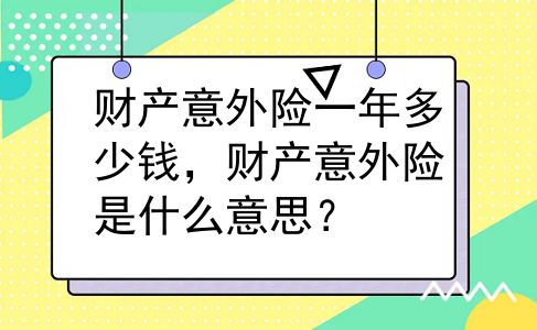 财产意外险一年多少钱，财产意外险是什么意思？