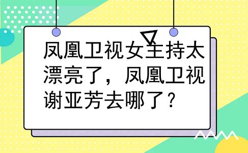 凤凰卫视女主持太漂亮了，凤凰卫视谢亚芳去哪了？