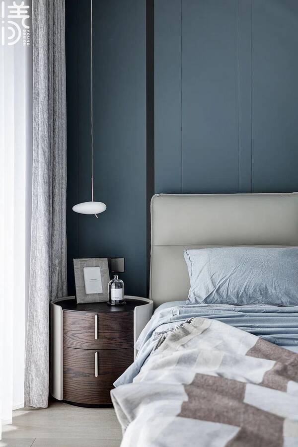 灰蓝色卧室墙面效果图图片