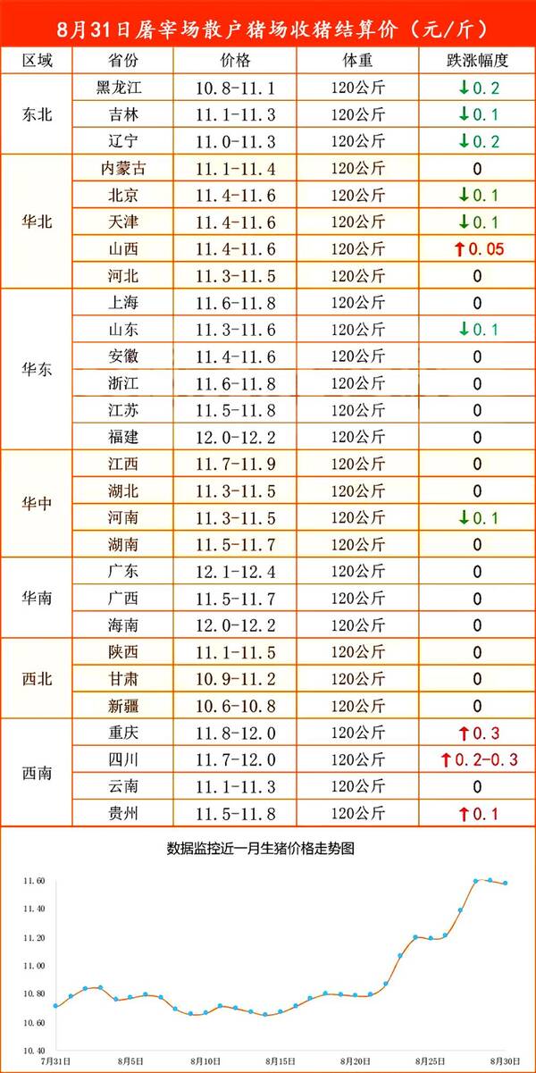 猪价预警，8月29日猪价：猪价持续大涨