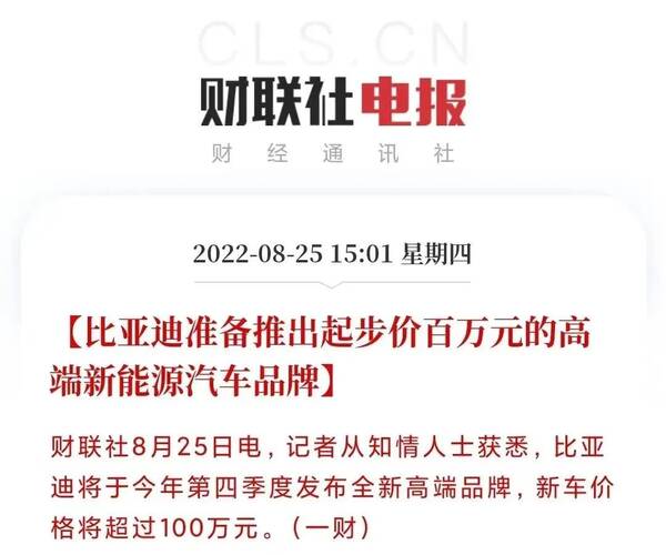 比亚迪高档车，比亚迪有没有100多万的轿车