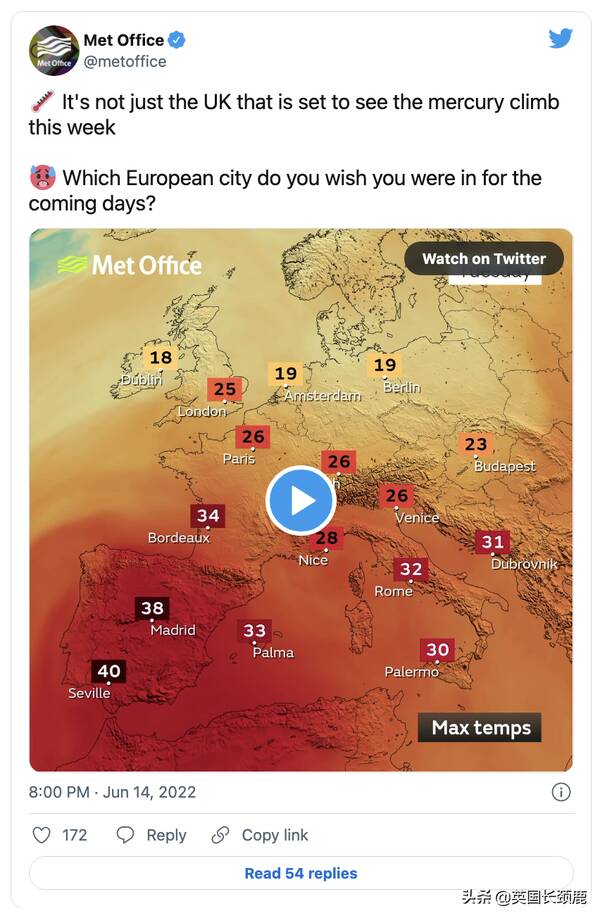 46度！法国刷新6月最高温纪录,欧洲人应对热浪奇招频出，英国史上最热6月天来了？本周五今夏首上30度，请大家裸奔度日